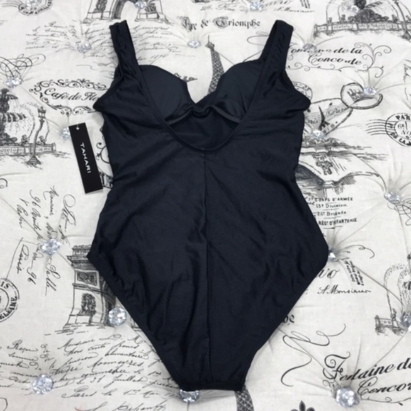 Tahari Tiered Ultra Luxe Surplice Wrap Ruched Swimsuit - Picture 3 of 4